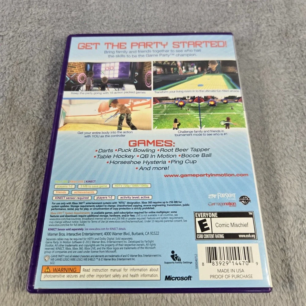 Game Party In Motion Xbox 360 Kinect Platinum Hits Arcade Games Tested Works